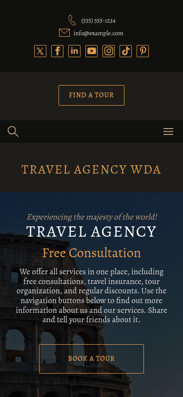Мобильный вид — Travel Agency WDA