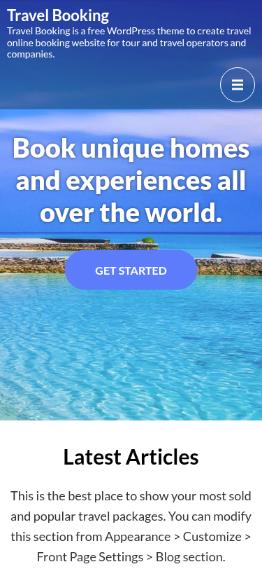 Мобильный вид — Travel Booking