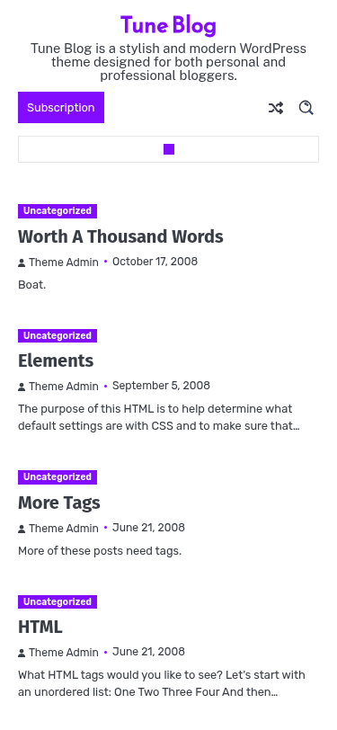 Мобильный вид — Tune Blog
