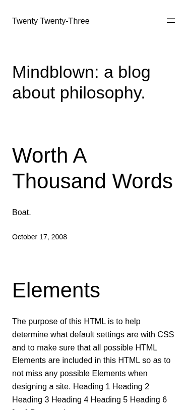 Мобильный вид — Twenty Twenty-Three