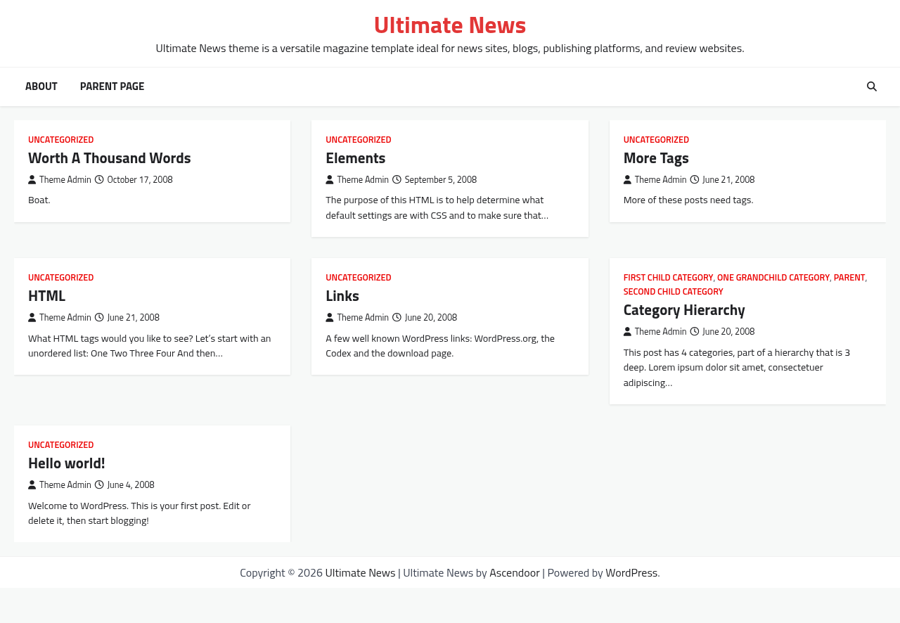 Десктоп (ниже) — Ultimate News