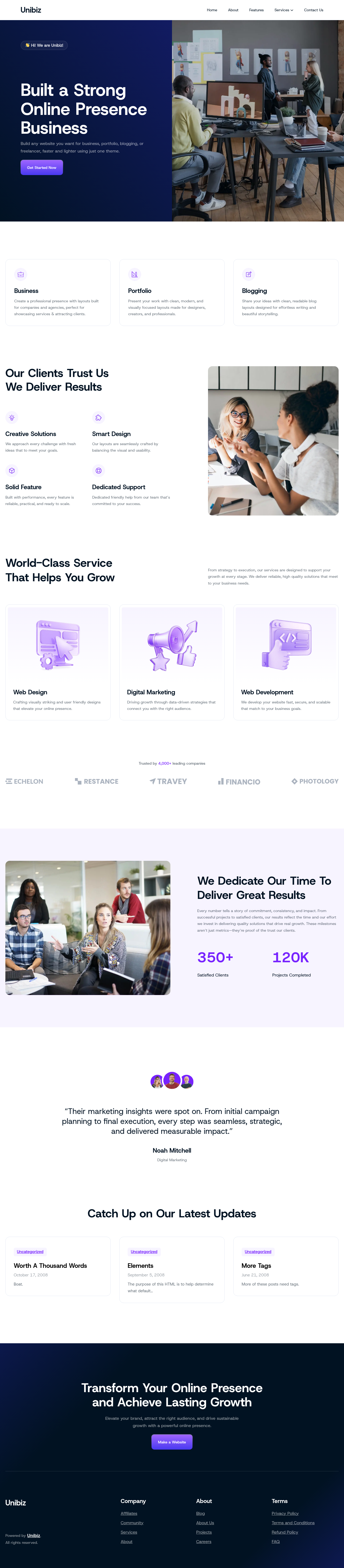Десктоп (ниже) — Unibiz