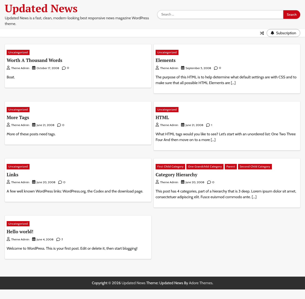Десктоп (ниже) — Updated News