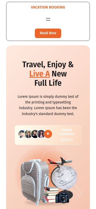 Мобильный вид — Vacation Booking