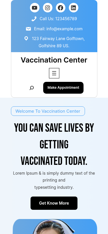 Мобильный вид — Vaccination Center