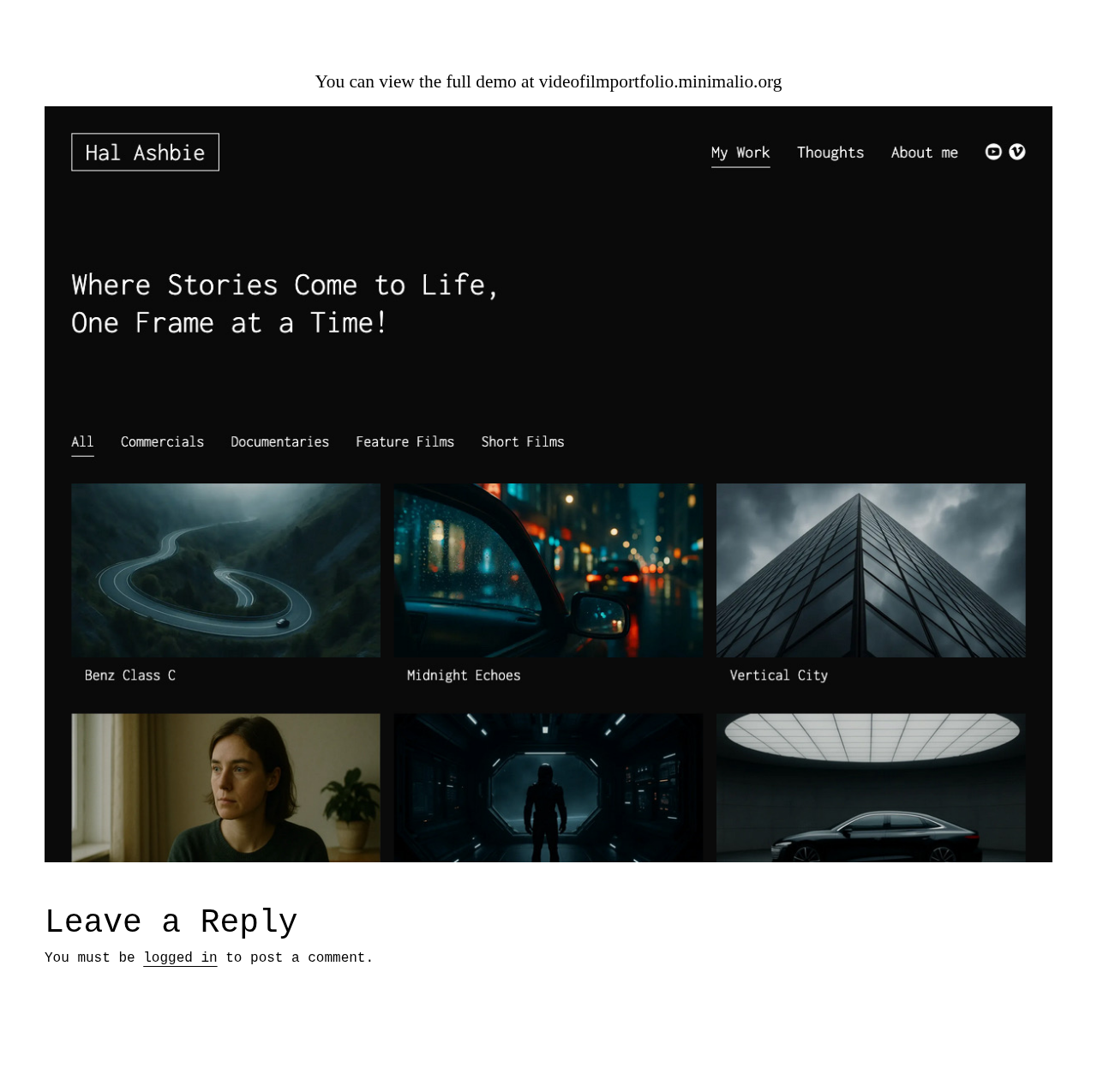 Десктоп (ниже) — Video Film Portfolio