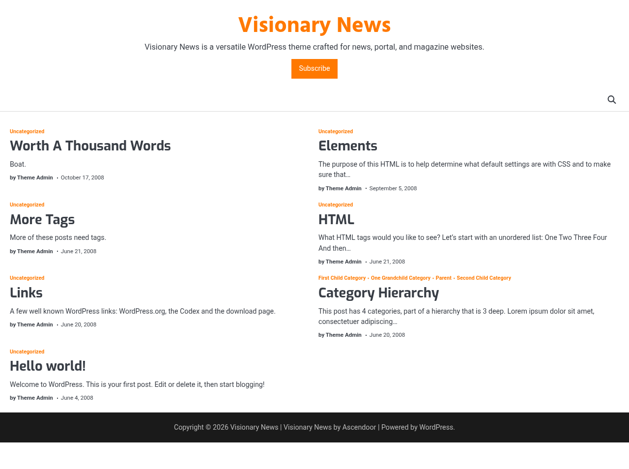 Десктоп (ниже) — Visionary News