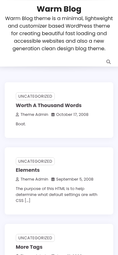 Мобильный вид — Warm Blog