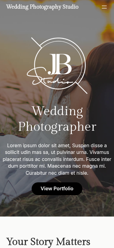 Мобильный вид — Wedding Photography Studio
