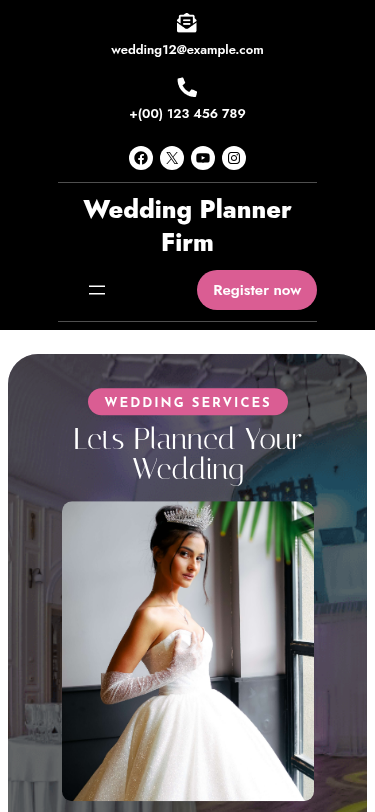 Мобильный вид — Wedding Planner Firm