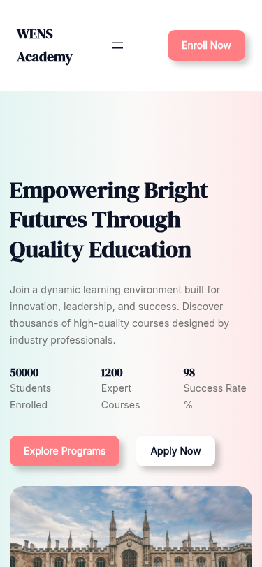 Мобильный вид — WENS Academy
