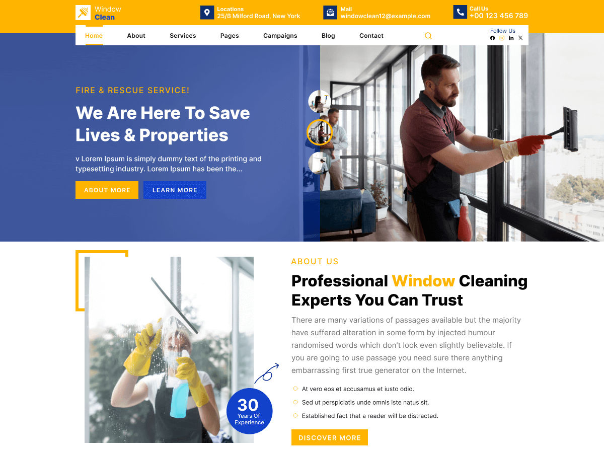 WordPress тема Window Cleaning