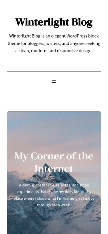 Мобильный вид — Winterlight Blog