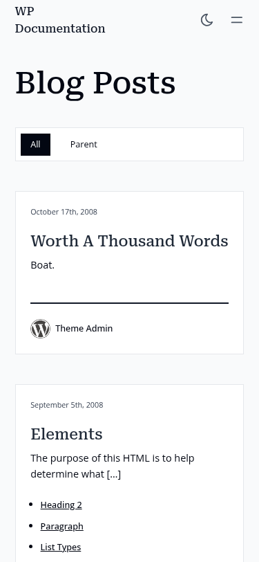Мобильный вид — WP Documentation