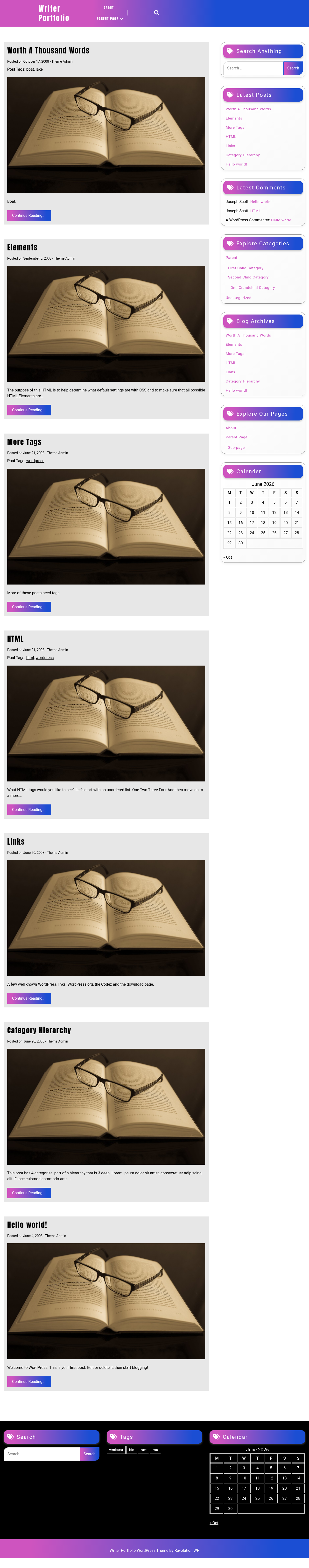Десктоп (ниже) — Writer Portfolio