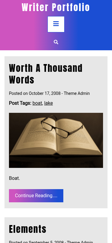 Мобильный вид — Writer Portfolio