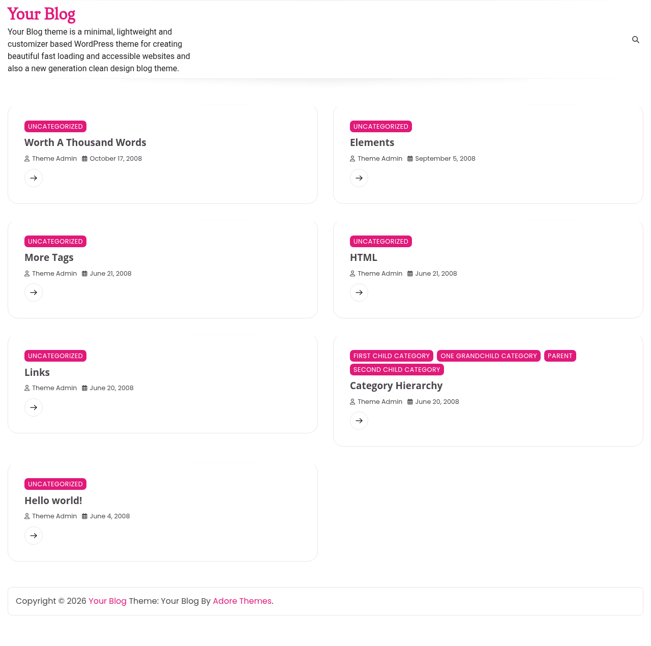 Десктоп (ниже) — Your Blog
