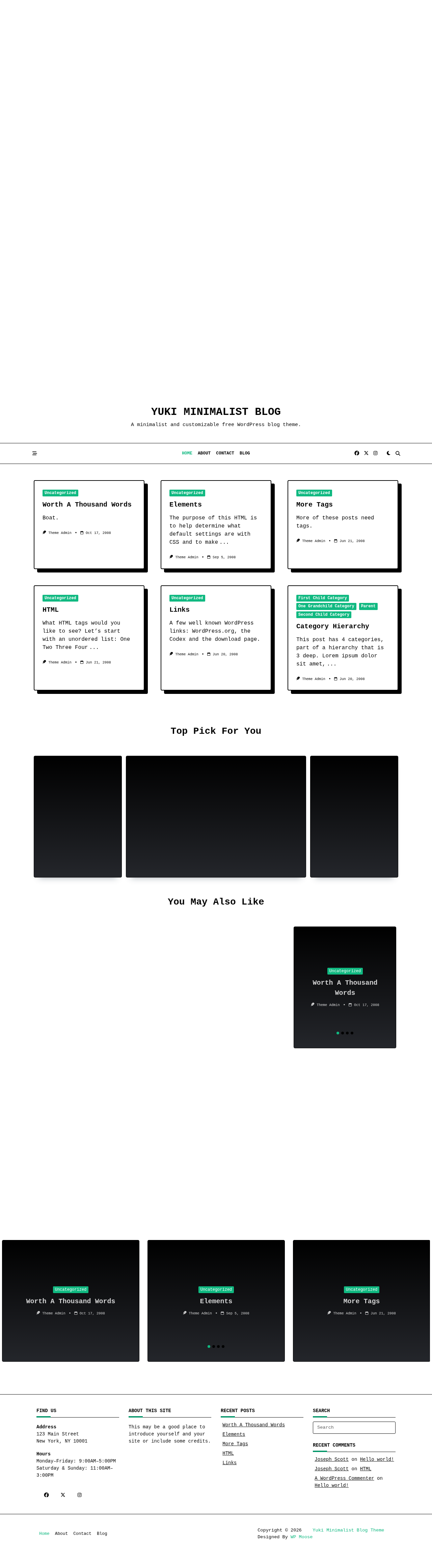 Десктоп (ниже) — Yuki Minimalist Blog