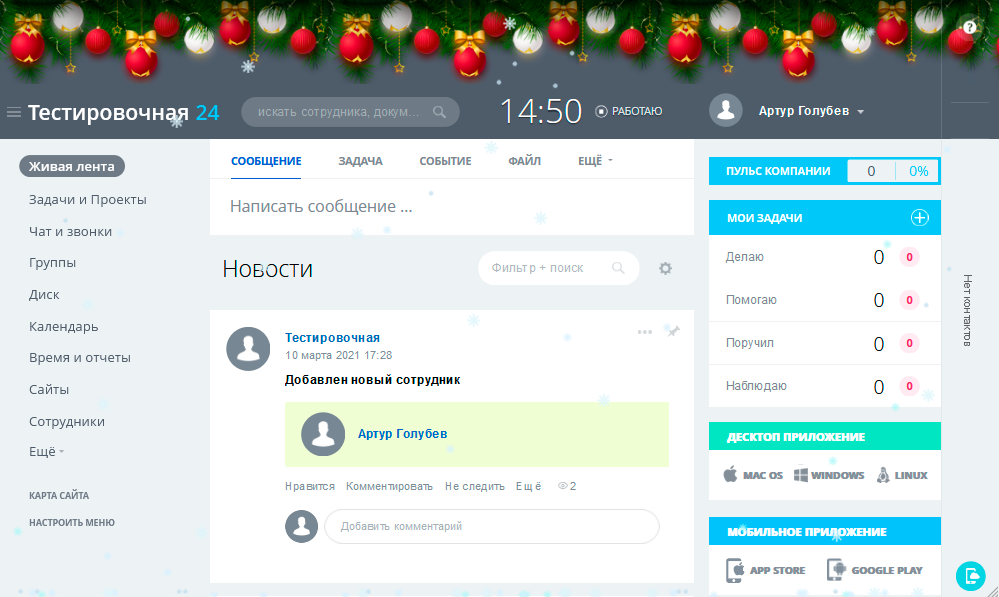Новогодние украшения для сайта и портала в 1 клик (снег, гирлянда, украшения ) — скриншот 2