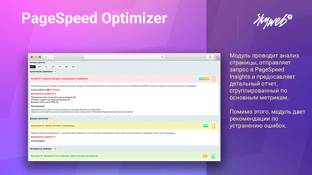 Google PageSpeed Optimizer: Ускорение и оптимизация загрузки сайта (HTML, CSS, JS, WebP, LazyLoad) — скриншот 3