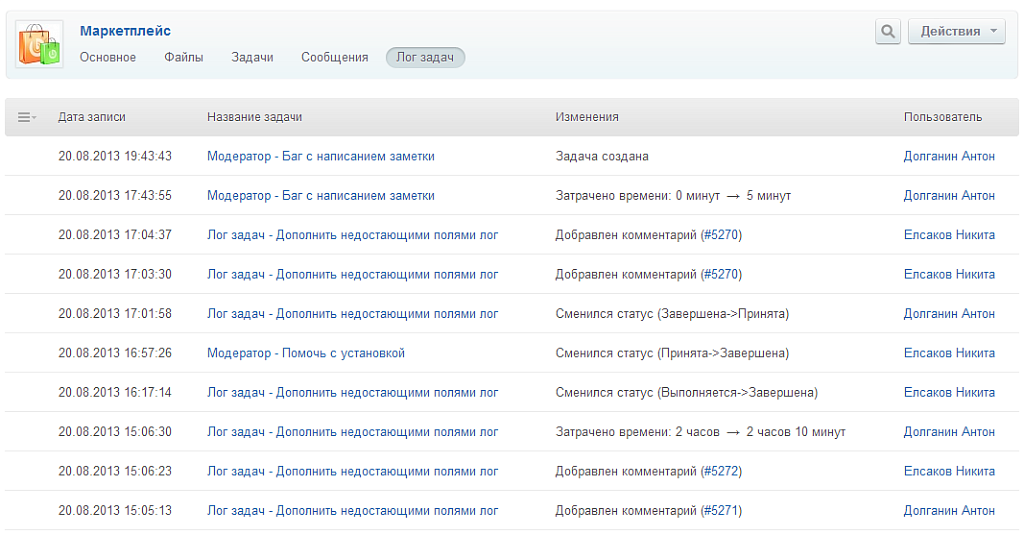 Лог задач