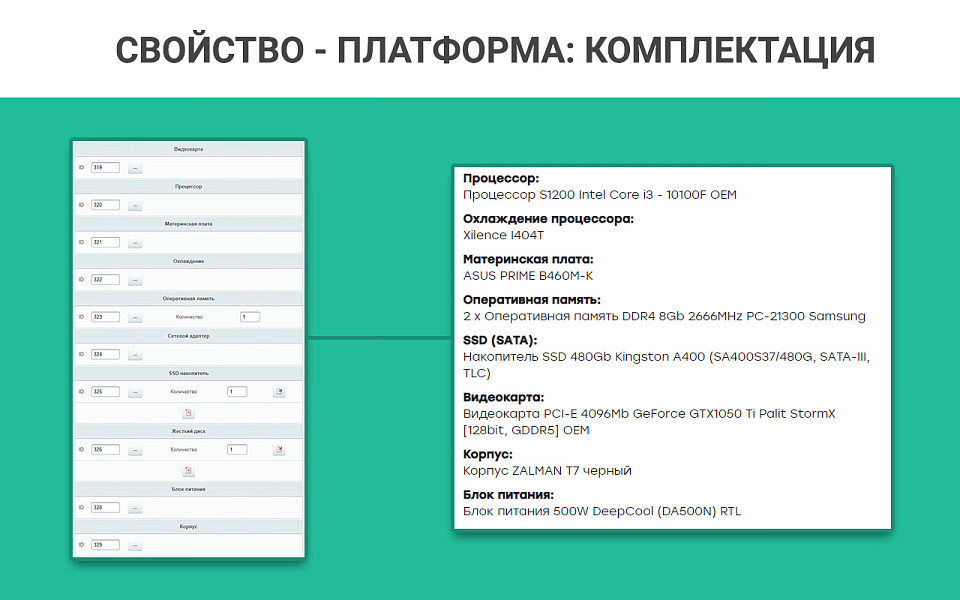 Конфигуратор платформ, товаров и услуг, комплектов: ПК, серверы. Пошаговая и одностраничная сборка — скриншот 10