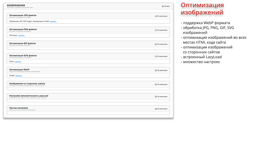 Ammina Optimizer: Оптимизация и ускорение загрузки сайта (CSS, JS, HTML, изображения, WebP, Lazy) — скриншот 5