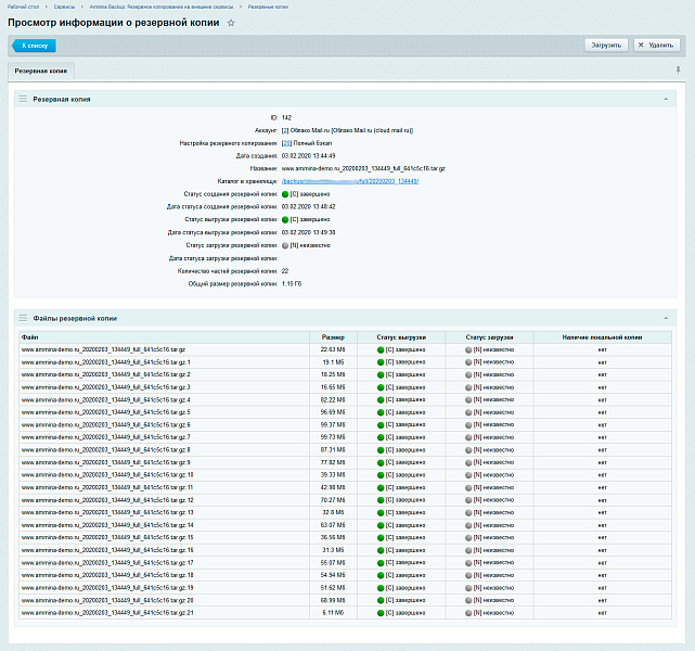 Ammina Backup: Резервное копирование (бэкап на Яндекс диск, FTP, Dropbox, Mail.ru, SFTP) — скриншот 9