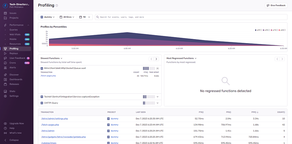 Sentry.io: трекер ошибок и монитор производительности — скриншот 2