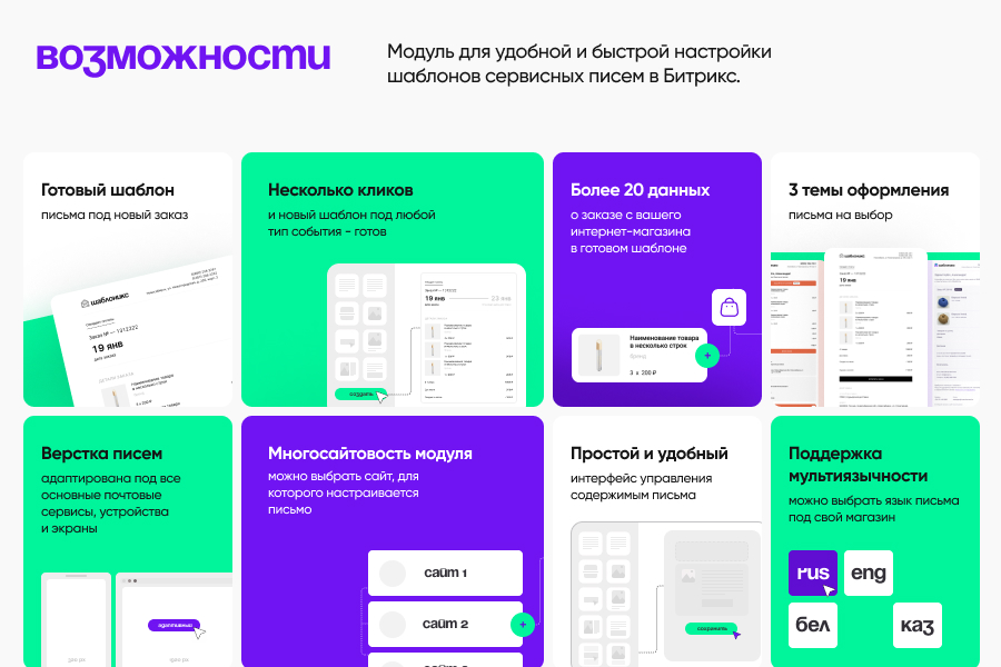 Шаблоникс. Красивые шаблоны писем в Битрикс — скриншот 2