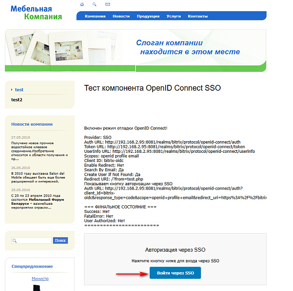 Интеграция с OpenID connect provider (SSO). Авторизация — скриншот 4