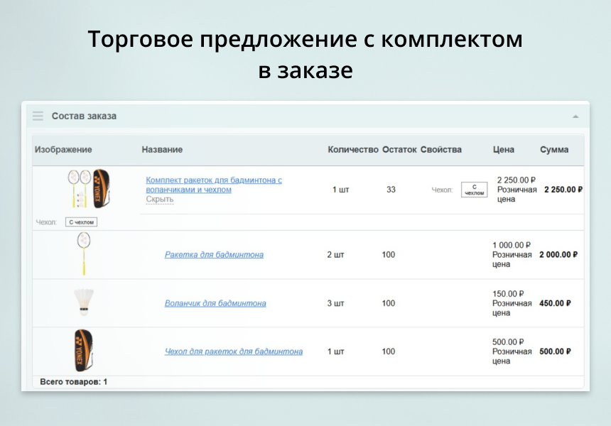 INRAISE: Торговые предложения с комплектами — скриншот 5