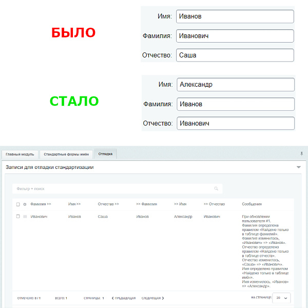 Стандартизация ФИО — скриншот 2