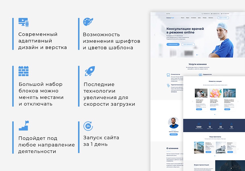 Иннова: MedLand - лендинг медицинского центра — скриншот 2