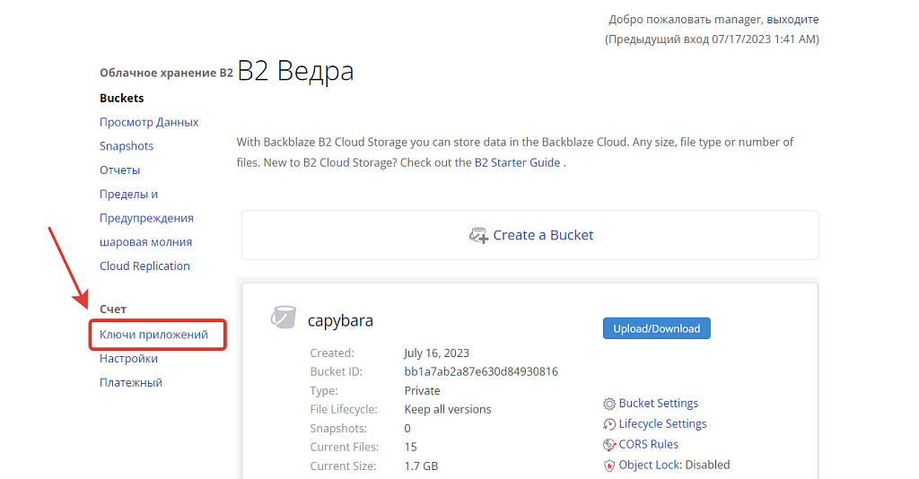 Хранение резервных копий в облаке Backblaze — скриншот 4