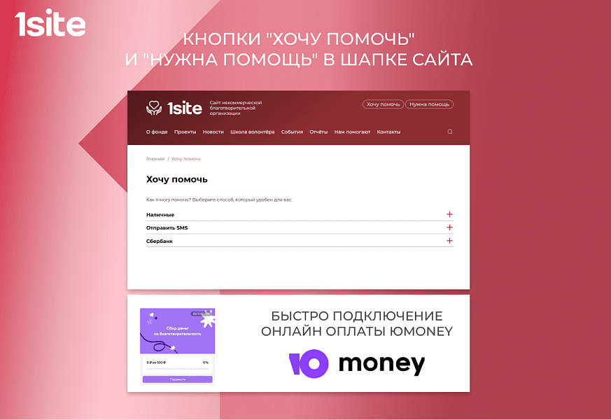 1Site.NKO - Сайт некоммерческой организации, благотворительного фонда — скриншот 3