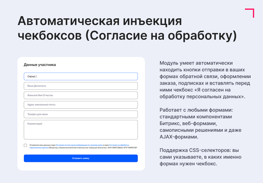 Дисклеймер по Cookie и Согласия по ФЗ-152 — скриншот 3