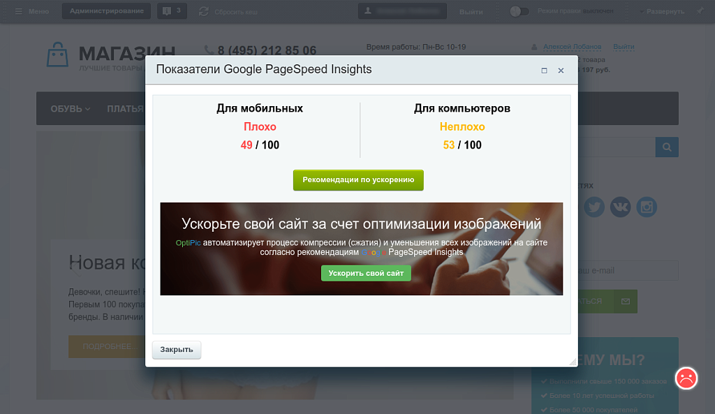 Проверка Google PageSpeed Insights — скриншот 2